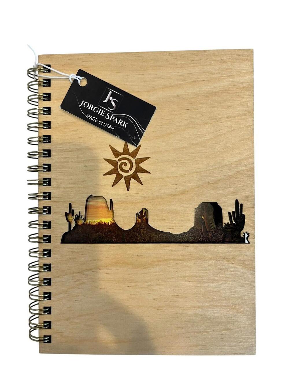 Desert Scene Wooden Covered Notebook/Journal 5x7 Laser 80 Pages New W Tags